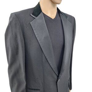 Vintage After Six Black Tuxedo Jacket W/ Velvet Lapels, Men's 40R
